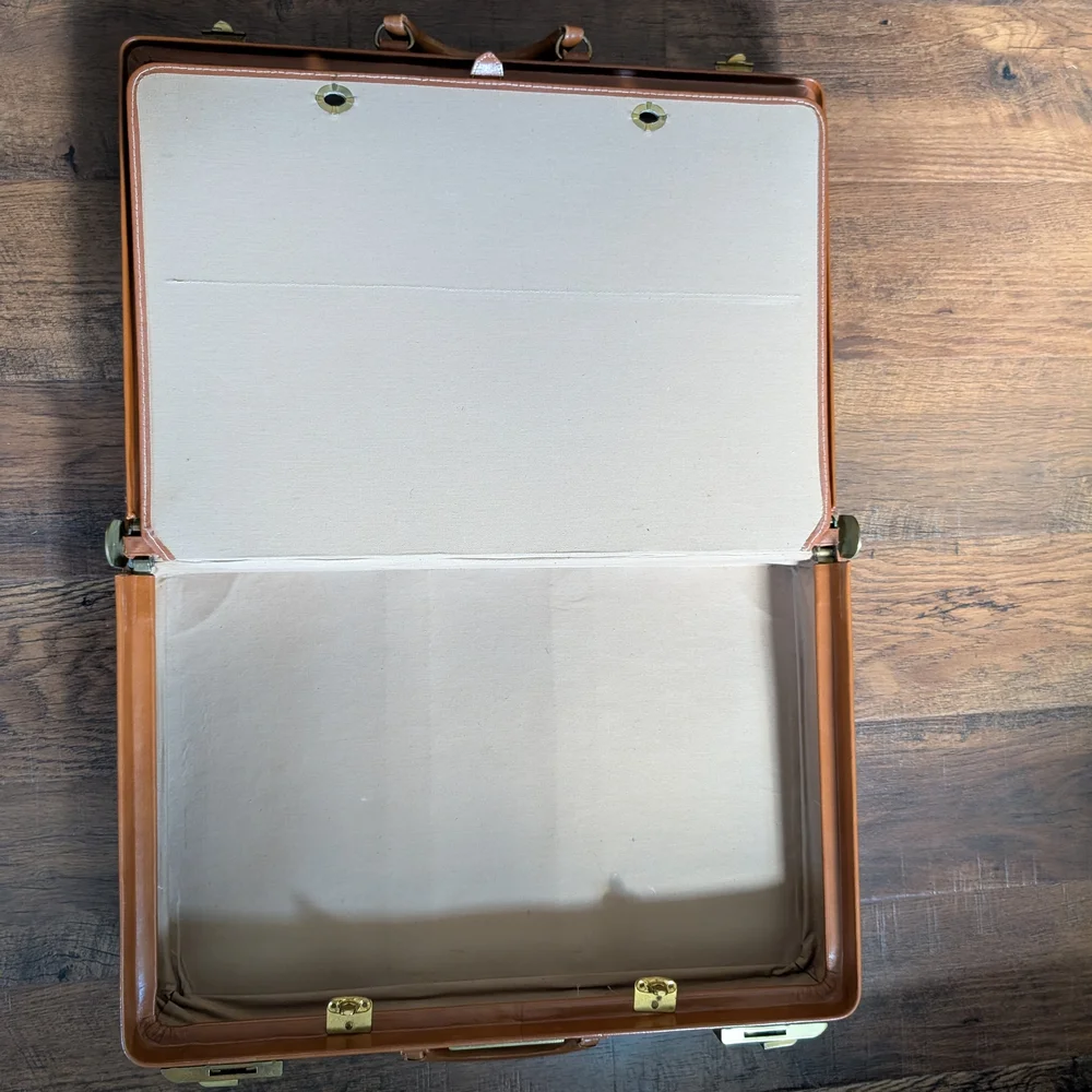 Vintage Lido New York Cowhide Leather Suitcase/Luggage/Retro Travel‎